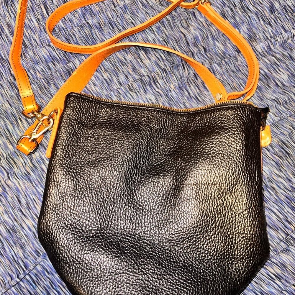 VALENTINA Italia Handbag Crossbody Pebbled Brown Leather Made in Italy,